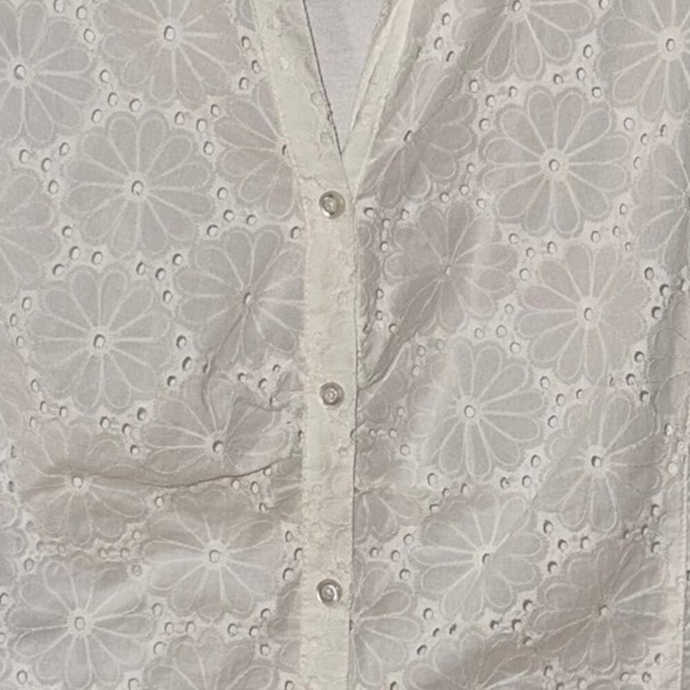 ZAC & RACHEL White Floral Design Eyelet Sleeveless Top XL - Picture 3 of 5